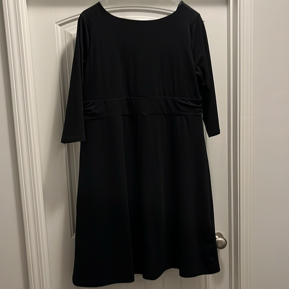 Eddie Bauer 2XL Black Faux Wrap Dress 3/4 Sleeves GUC Stylish and Flattering Fit - Picture 4 of 5